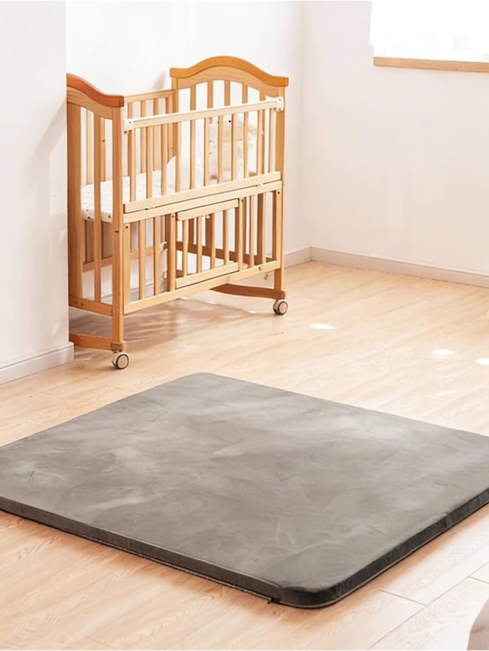 Neutral Gray Play Mat - Thick Padded Floor Mattress